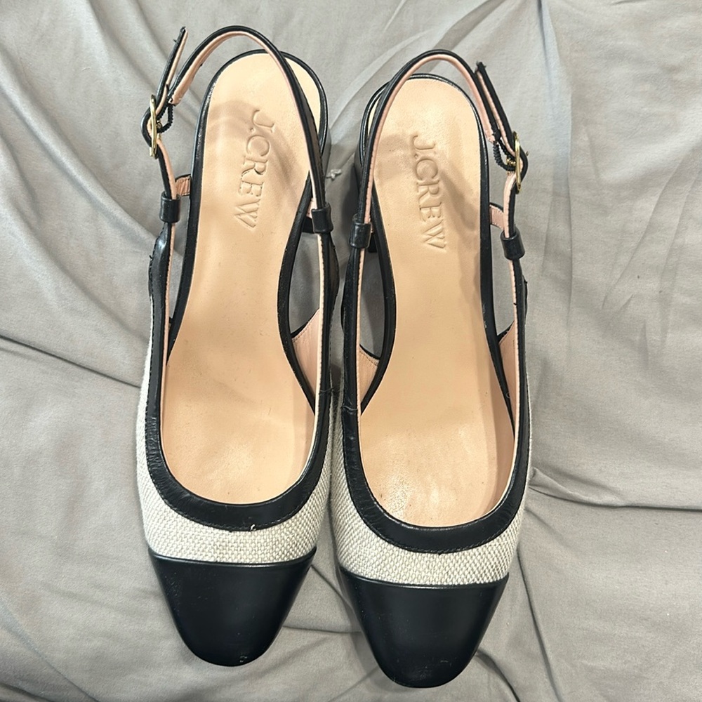 JCrew round toe tweed and leather shoes size 8
